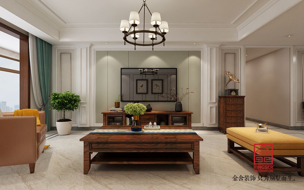 融創(chuàng)中心217平米簡美風(fēng)格裝修-客廳