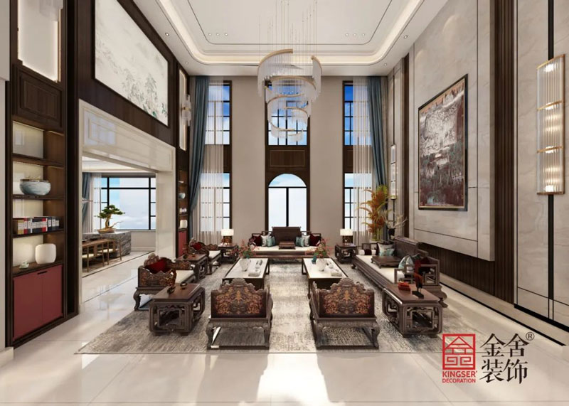 西山林語1400㎡新中式別墅裝修實(shí)景