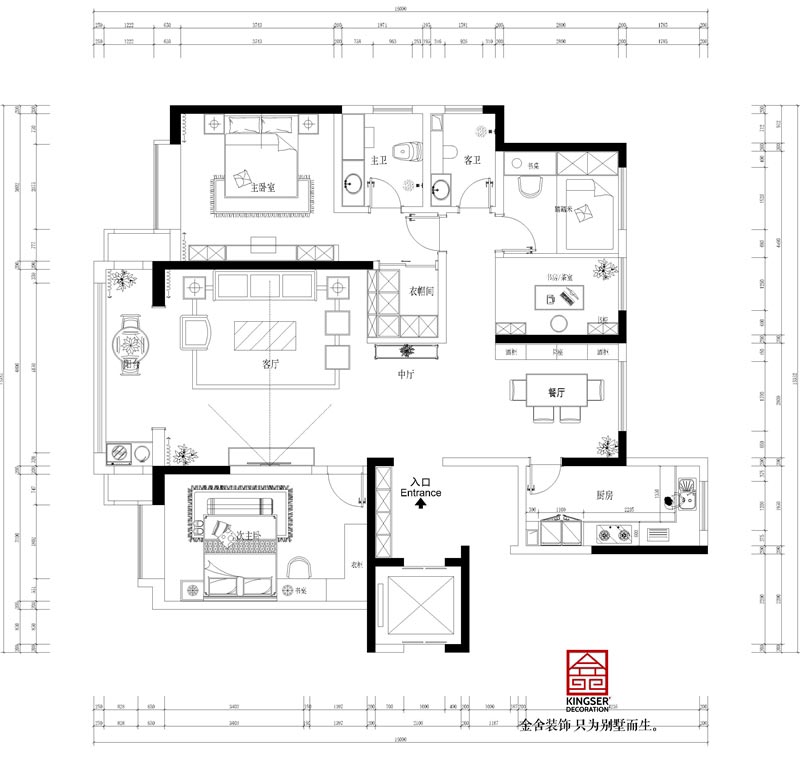 天山熙湖141平米戶型平面布置圖