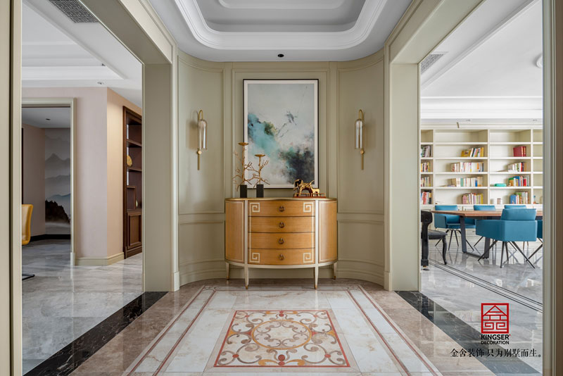 榮盛華府美式風格裝修玄關(guān)實景圖