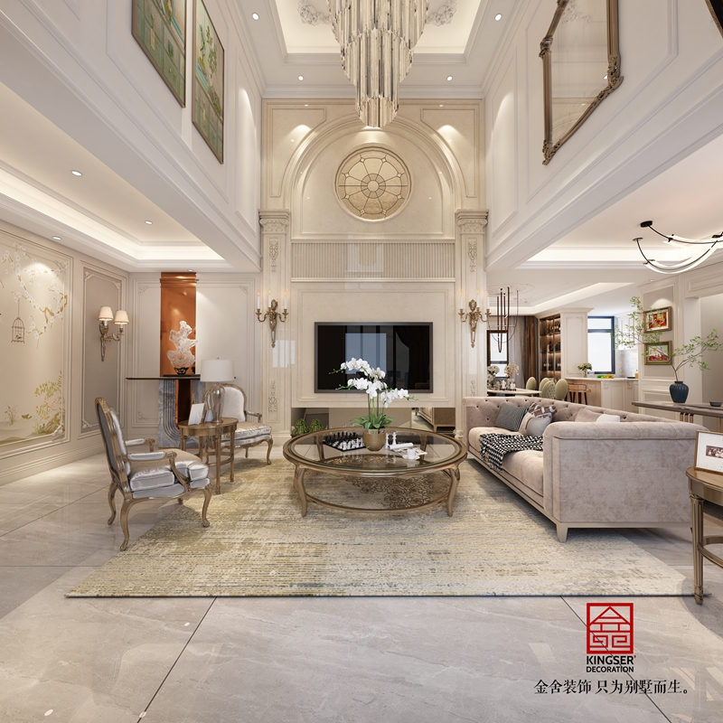 西山林語(yǔ)法式風(fēng)格別墅裝客廳修效果圖